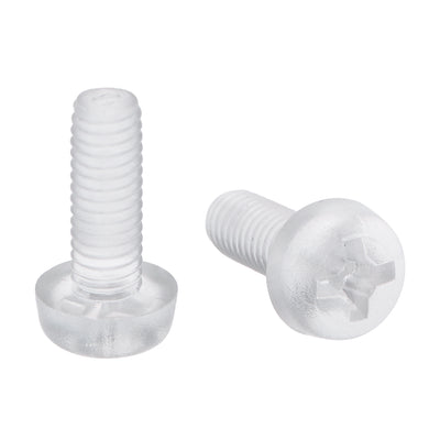 Harfington M3x8mm Plastic Screws PC Transparent Acrylic Phillips Cross Pan Hand Tighten Screw 20Pcs
