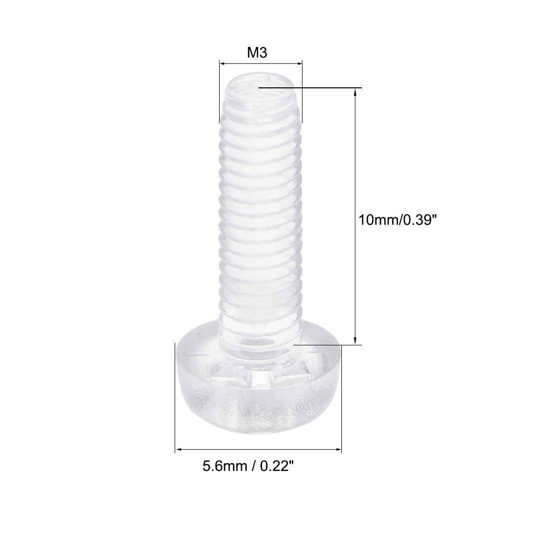 Harfington Plastic Screws PC Transparent Acrylic Phillips Cross Pan Hand Tighten Screw, 50Pcs