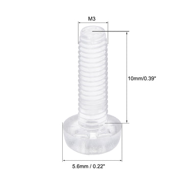 Harfington Plastic Screws PC Transparent Acrylic Phillips Cross Pan Hand Tighten Screw, 50Pcs