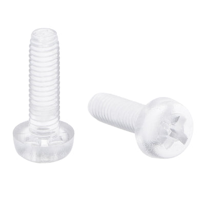 Harfington Plastic Screws PC Transparent Acrylic Phillips Cross Pan Hand Tighten Screw, 50Pcs