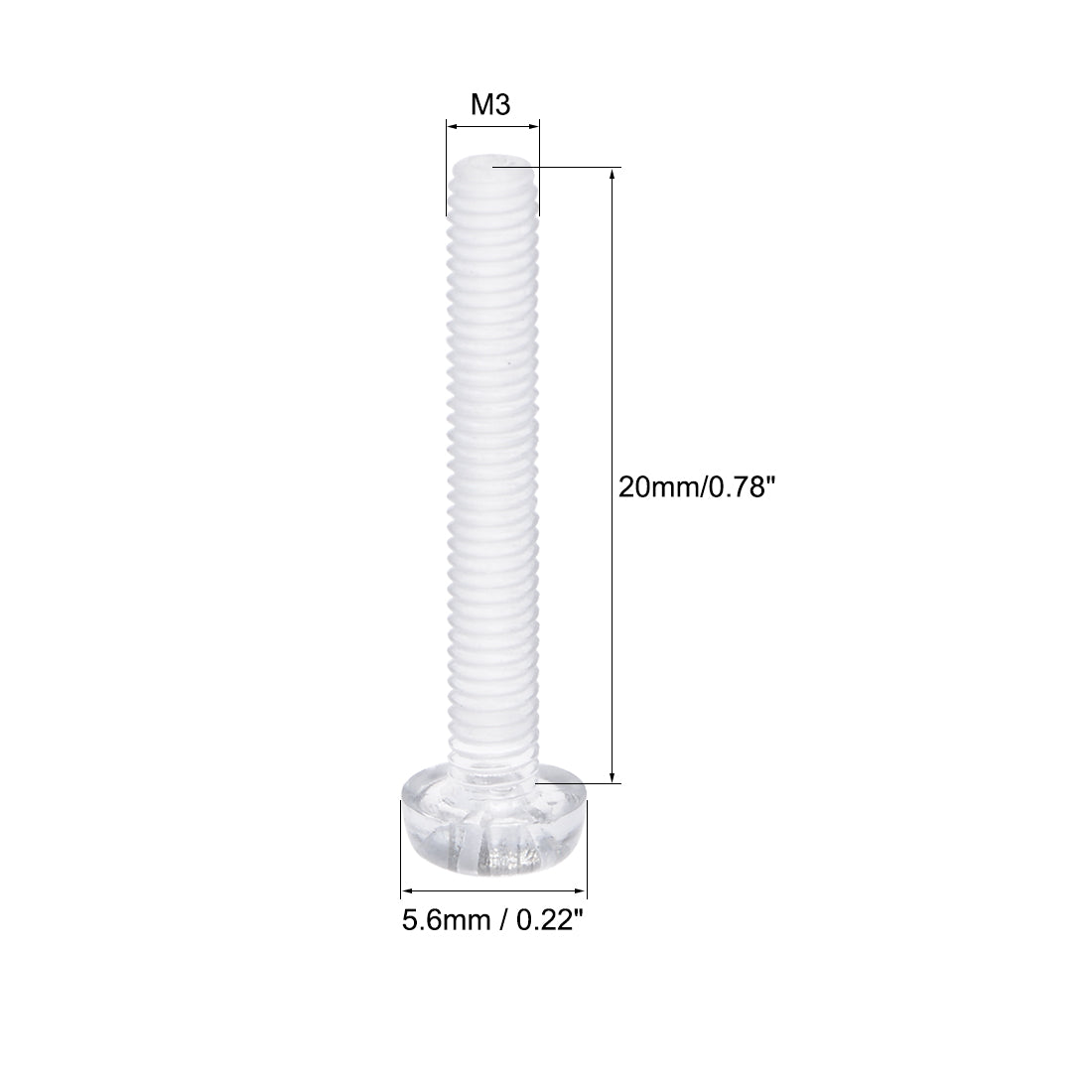 Harfington Plastic Screws PC Transparent Acrylic Phillips Cross Pan Hand Tighten Screw, 50Pcs
