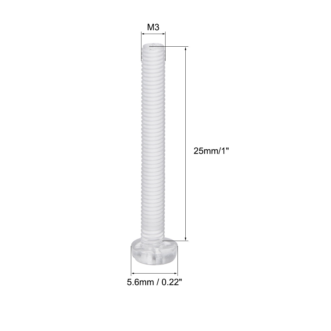 Harfington Plastic Screws PC Transparent Acrylic Phillips Cross Pan Hand Tighten Screw, 50Pcs