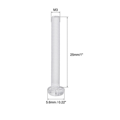 Harfington Plastic Screws PC Transparent Acrylic Phillips Cross Pan Hand Tighten Screw, 50Pcs