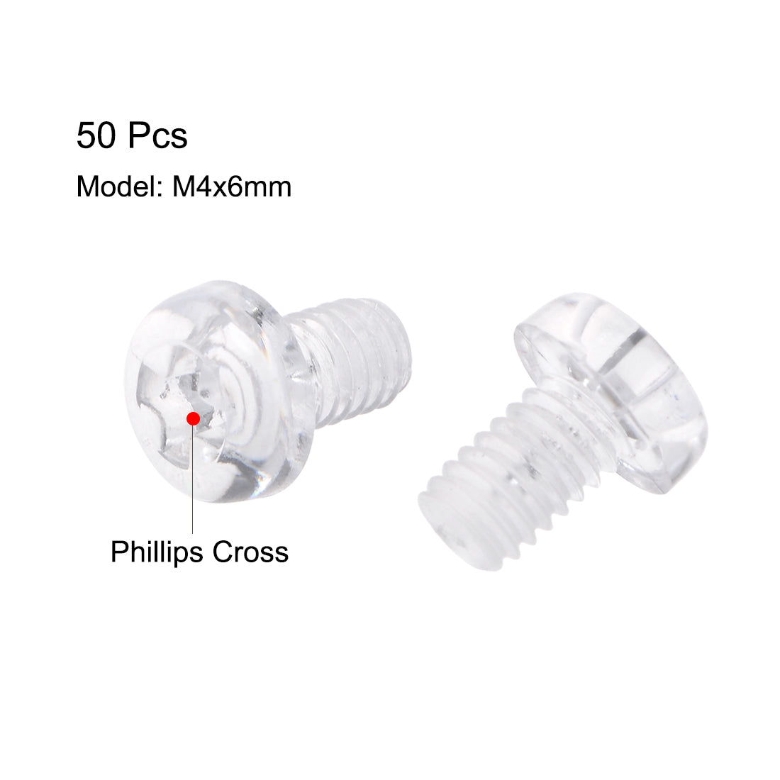 Harfington Plastic Screws PC Transparent Acrylic Phillips Cross Pan Hand Tighten Screw, 50Pcs