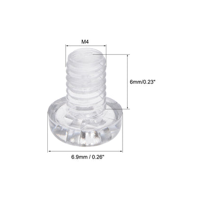 Harfington Plastic Screws PC Transparent Acrylic Phillips Cross Pan Hand Tighten Screw, 50Pcs