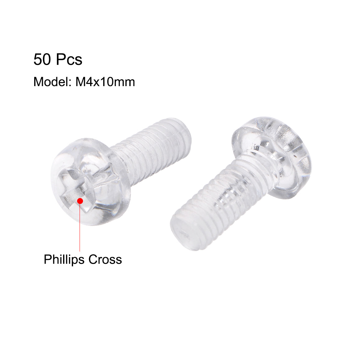 Harfington Plastic Screws PC Transparent Acrylic Phillips Cross Pan Hand Tighten Screw, 50Pcs