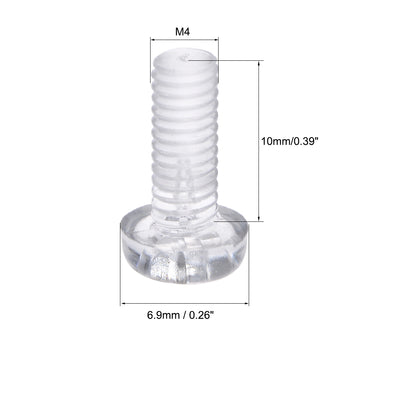 Harfington Plastic Screws PC Transparent Acrylic Phillips Cross Pan Hand Tighten Screw, 50Pcs