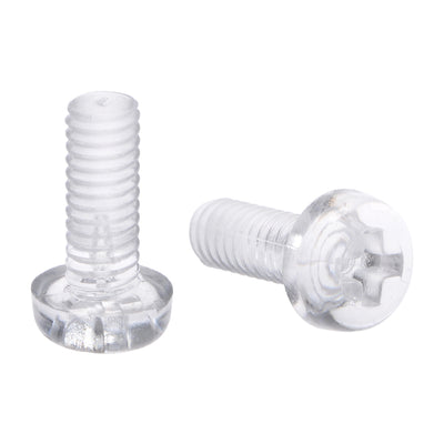Harfington Plastic Screws PC Transparent Acrylic Phillips Cross Pan Hand Tighten Screw, 50Pcs