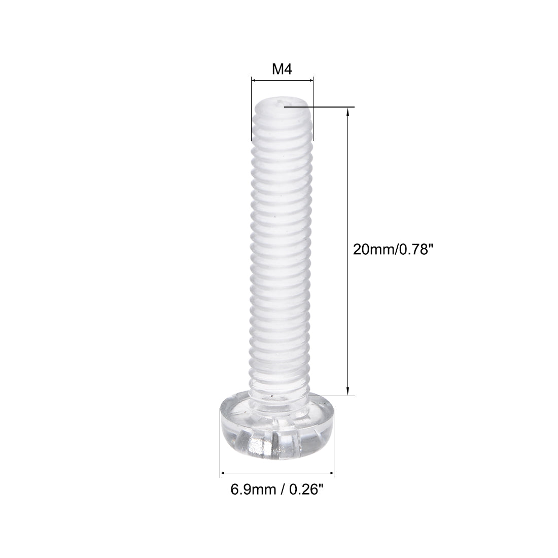 Harfington Plastic Screws PC Transparent Acrylic Phillips Cross Pan Hand Tighten Screw, 50Pcs