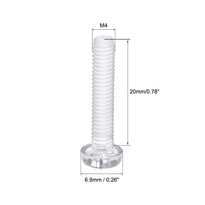 Harfington Plastic Screws PC Transparent Acrylic Phillips Cross Pan Hand Tighten Screw, 50Pcs