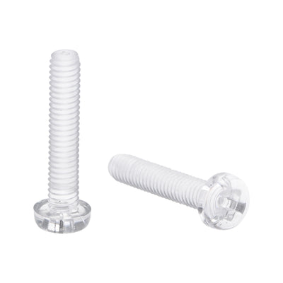 Harfington Plastic Screws PC Transparent Acrylic Phillips Cross Pan Hand Tighten Screw, 50Pcs