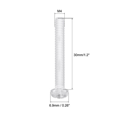 Harfington Plastic Screws PC Transparent Acrylic Phillips Cross Pan Hand Tighten Screw, 50Pcs