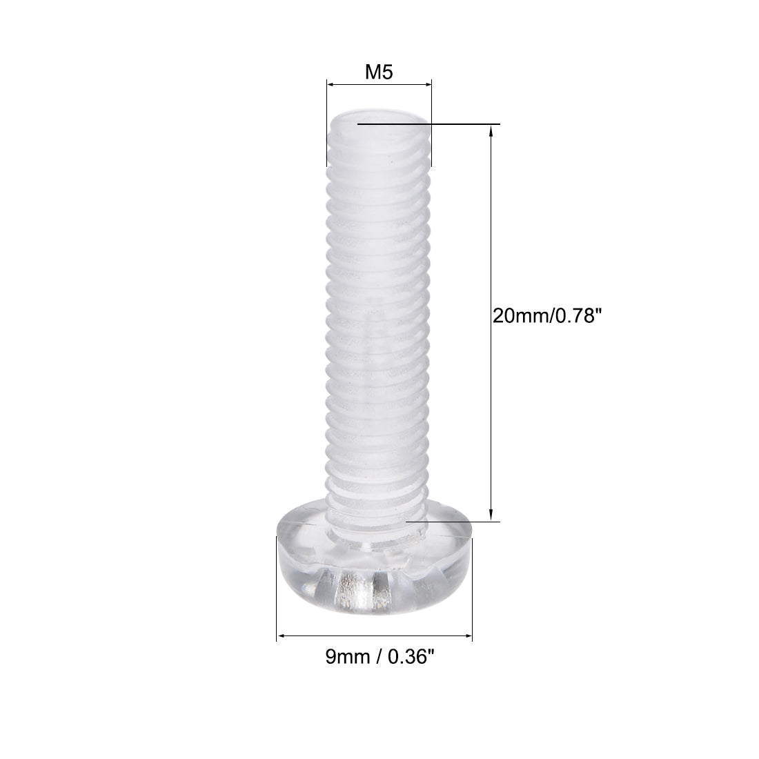 Harfington Plastic Screws PC Transparent Acrylic Phillips Cross Pan Hand Tighten Screw, 50Pcs