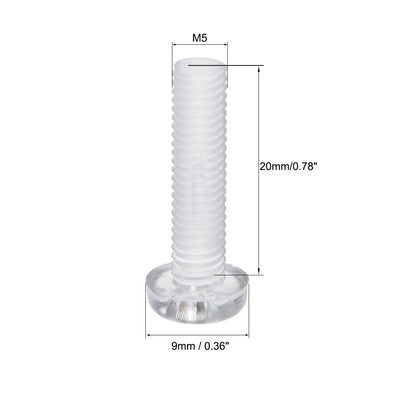 Harfington Plastic Screws PC Transparent Acrylic Phillips Cross Pan Hand Tighten Screw, 50Pcs