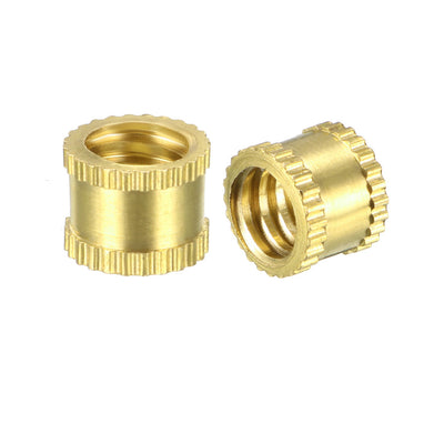 Harfington 1/4"-20 x 6mm(L) x 8mm(OD) Female Thread Brass Knurled Threaded Insert Embedment Nuts, 25 Pcs