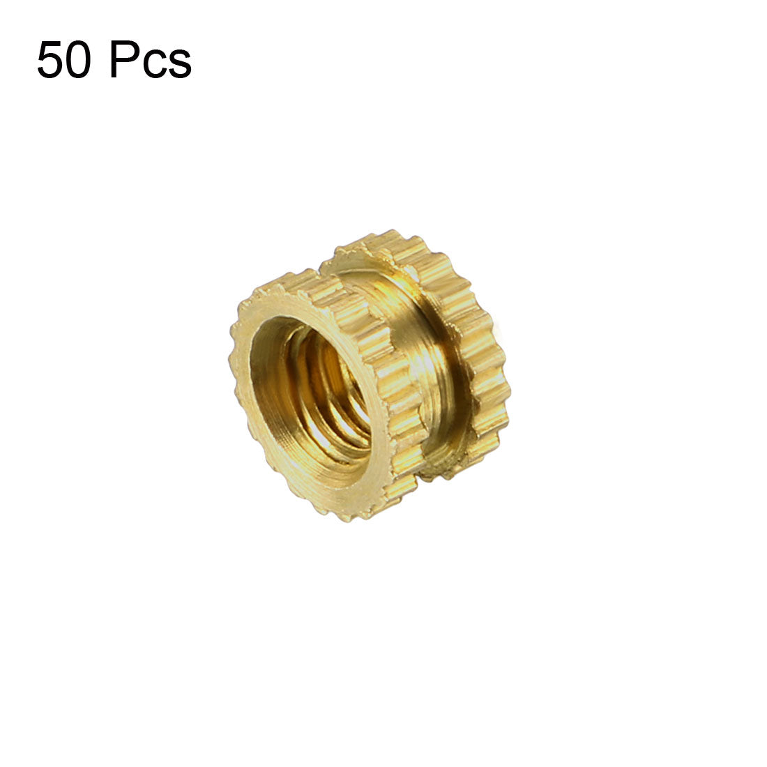 Harfington Female Thread Brass Knurled Threaded Insert Embedment Nuts, 50Pcs