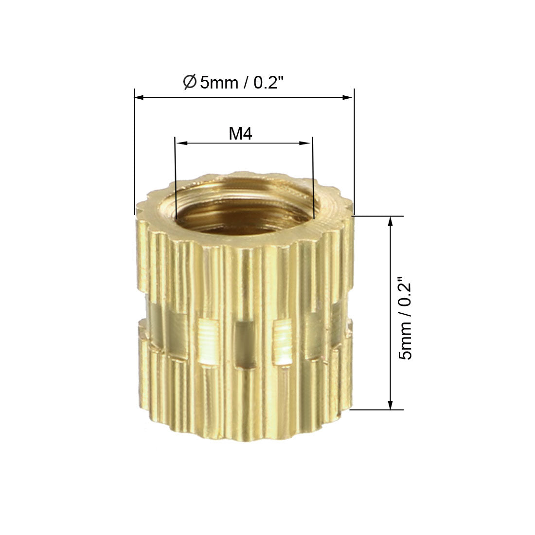 Harfington Female Thread Brass Knurled Threaded Insert Embedment Nuts, 50Pcs