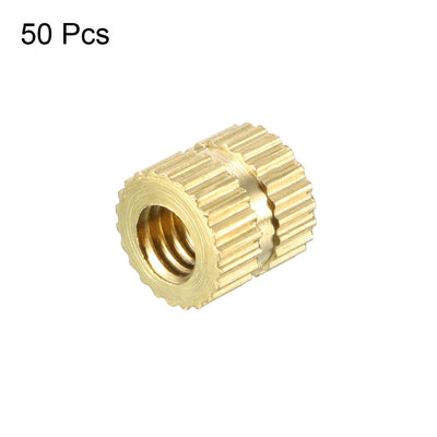 Harfington Female Thread Brass Knurled Threaded Insert Embedment Nuts, 50Pcs