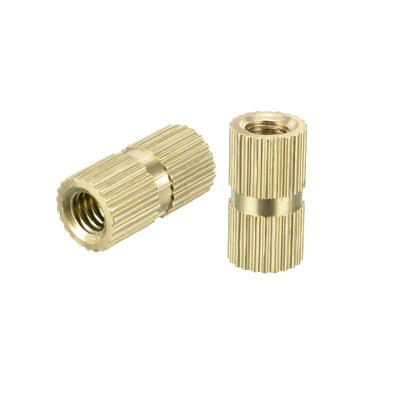 Harfington M4 x 12mm(L) x 6.4mm(OD) Female Thread Brass Knurled Threaded Insert Embedment Nuts, 30 Pcs