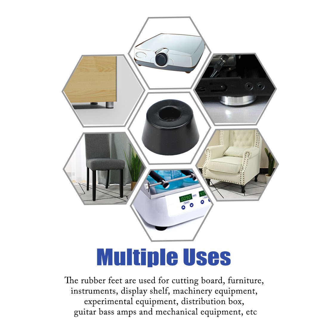 Harfington 18pcs Rubber Feet Bumpers Furniture Sofa Desk Amplifier Speaker Cabinet Leg Pads, D24x20x13mm