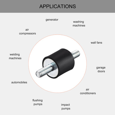 Harfington 15 x 15mm Rubber Mounts,Vibration Isolators,with M5 x 15mm Studs 2pcs