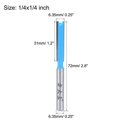 Harfington Router Bit 1/4 Shank 1/4 inch Cutting Dia 2 Straight Flutes HSS for Woodworking Milling Cutter DIY Tool
