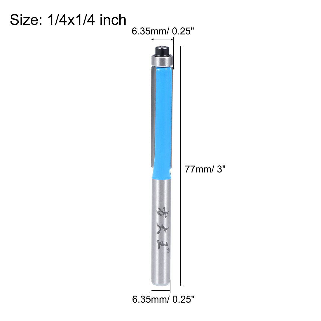 Harfington Router Bit 1/4 Shank 1/4 inch Dia. Flush Trim with Bearing 2 Flutes Carbide for Woodworking Milling Cutter Tool