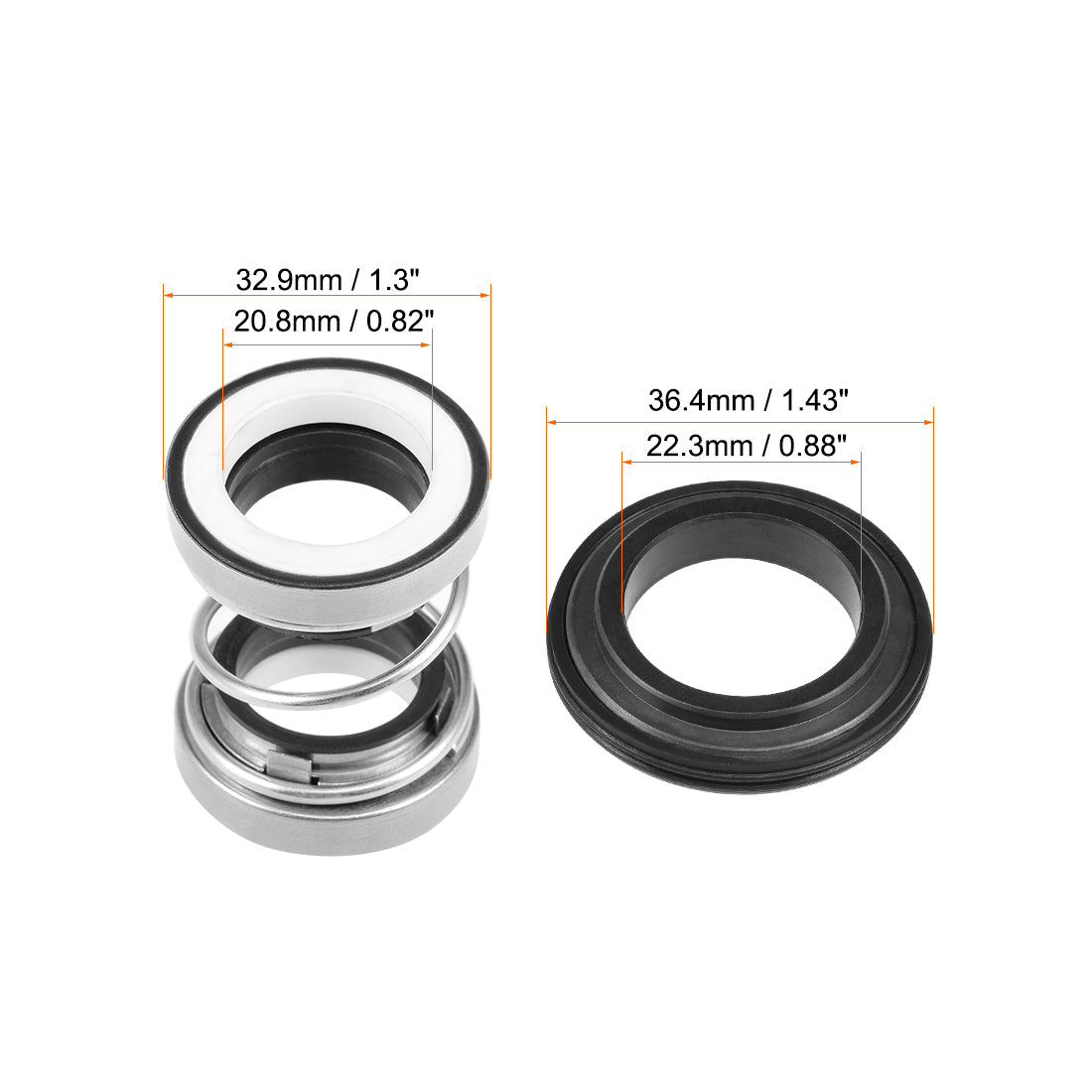 Harfington Mechanical Shaft Seal Replacement for Pool Spa Pump 2pcs 301