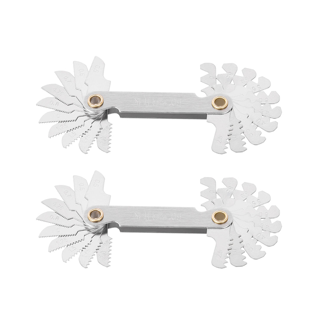 Harfington Screw Thread Pitch Cutting Gauge Tool Metric 60 Degree 0.5-7.0mm Stainless Steel 2pcs