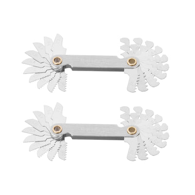 Harfington Screw Thread Pitch Cutting Gauge Tool Metric 60 Degree 0.5-7.0mm Stainless Steel 2pcs