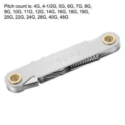 Harfington Screw Thread Pitch Cutting Gauge Tool Imperial 55  Degree 4-48 Stainless Steel