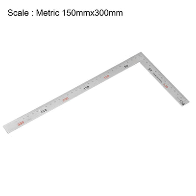 Harfington 150mmx300mm Stainless Steel Framing Square Right Angle Ruler Thicken Try Square Ruler Tools for Carpenter Engineer