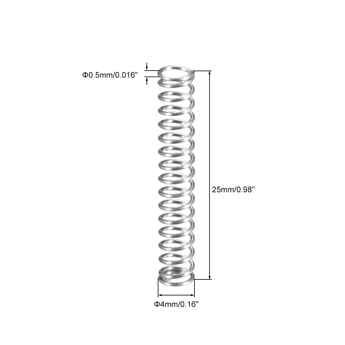 Harfington 0.5x4x25mm Spring Steel Coil Extended Compressed Spring 10pcs