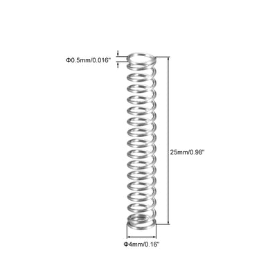 Harfington 0.5x4x25mm Spring Steel Coil Extended Compressed Spring 10pcs
