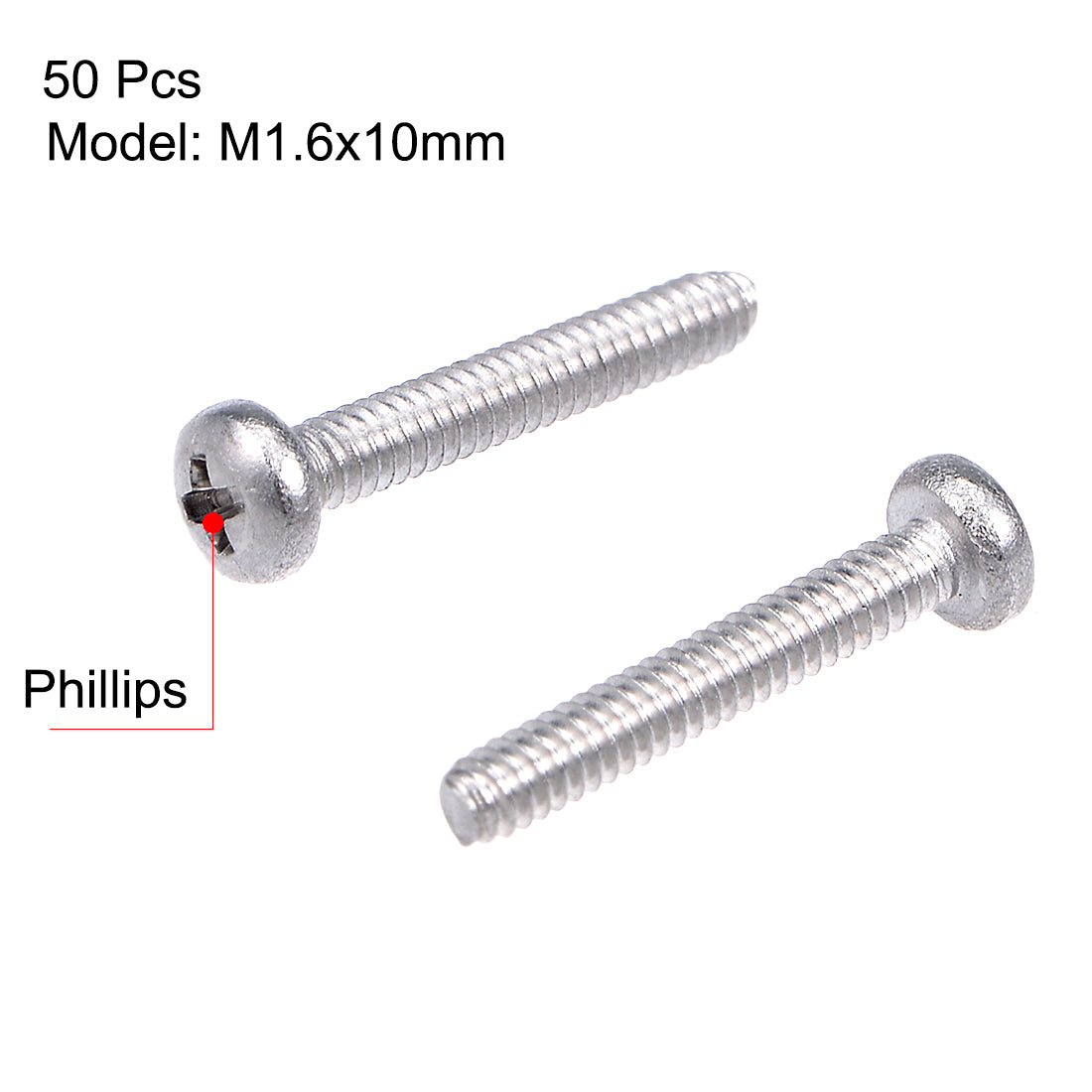 Harfington Machine Screws Pan Phillips Cross Head Screw 304 Stainless Steel Fasteners Bolts 50pcs