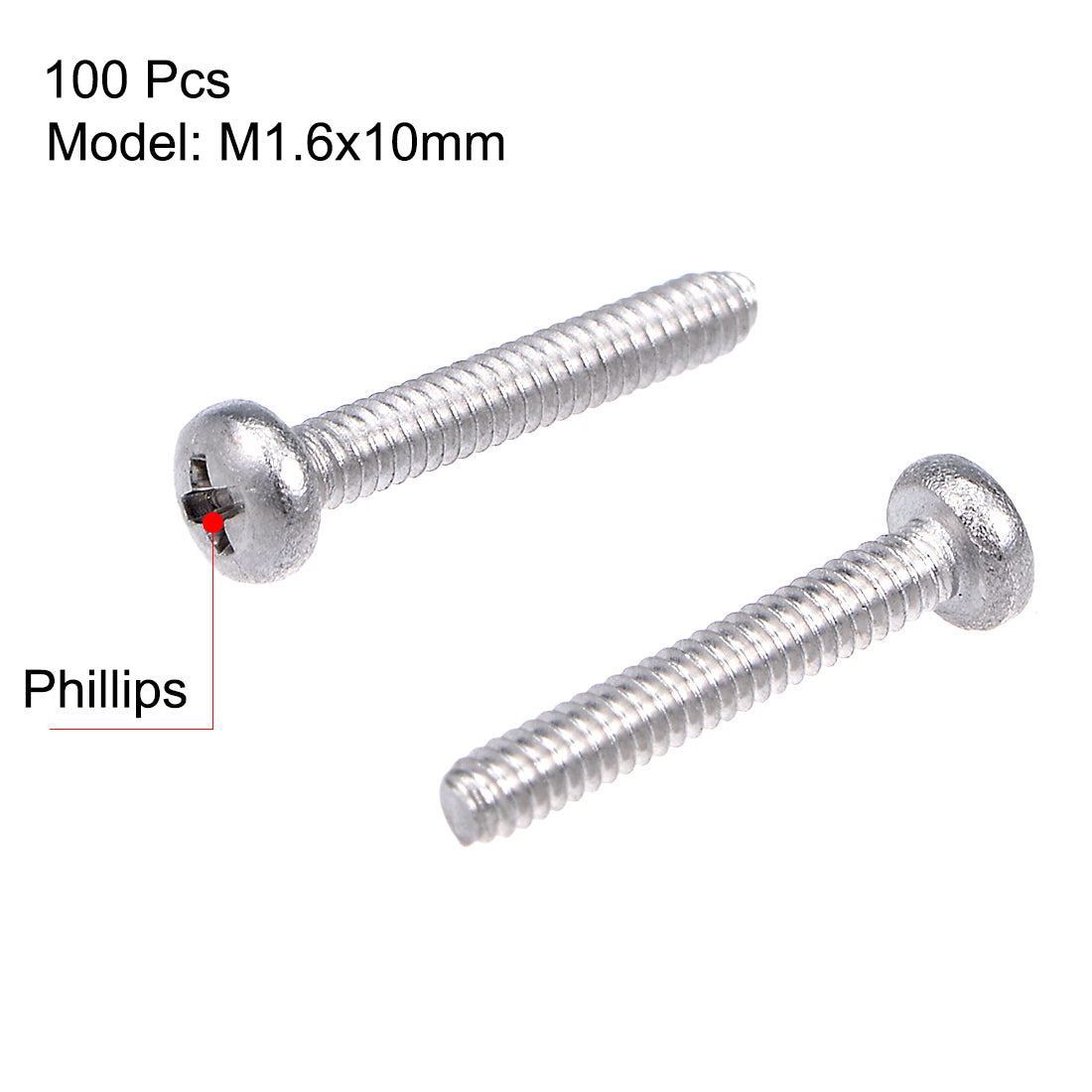 Harfington Machine Screws Pan Phillips Cross Head Screw 304 Stainless Steel Fasteners Bolts 100Pcs