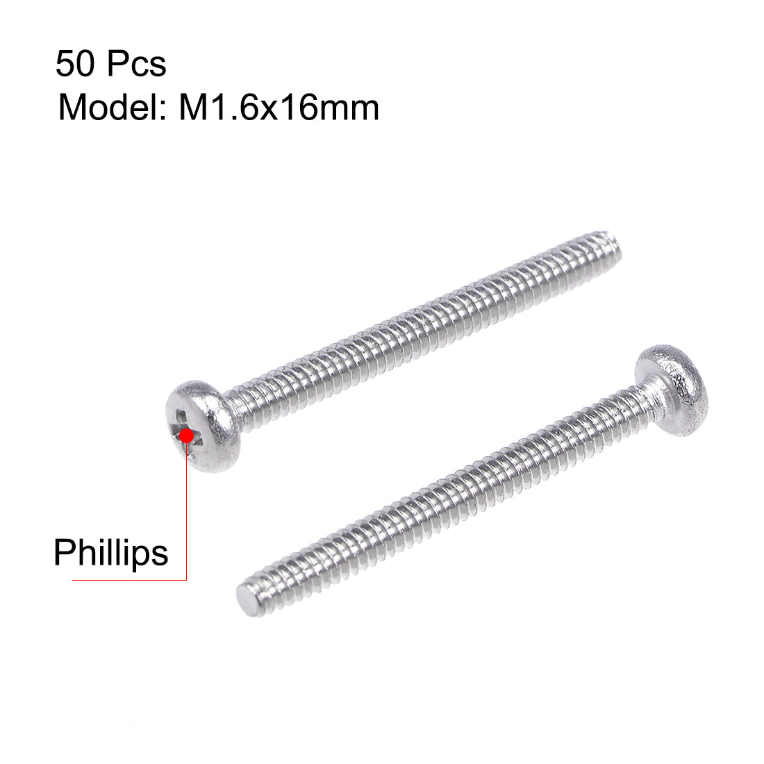 Harfington Machine Screws Pan Phillips Cross Head Screw 304 Stainless Steel Fasteners Bolts 50pcs