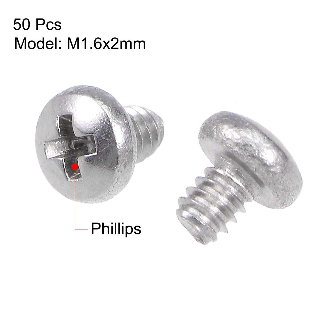 Harfington Machine Screws Pan Phillips Cross Head Screw 304 Stainless Steel Fasteners Bolts 50pcs