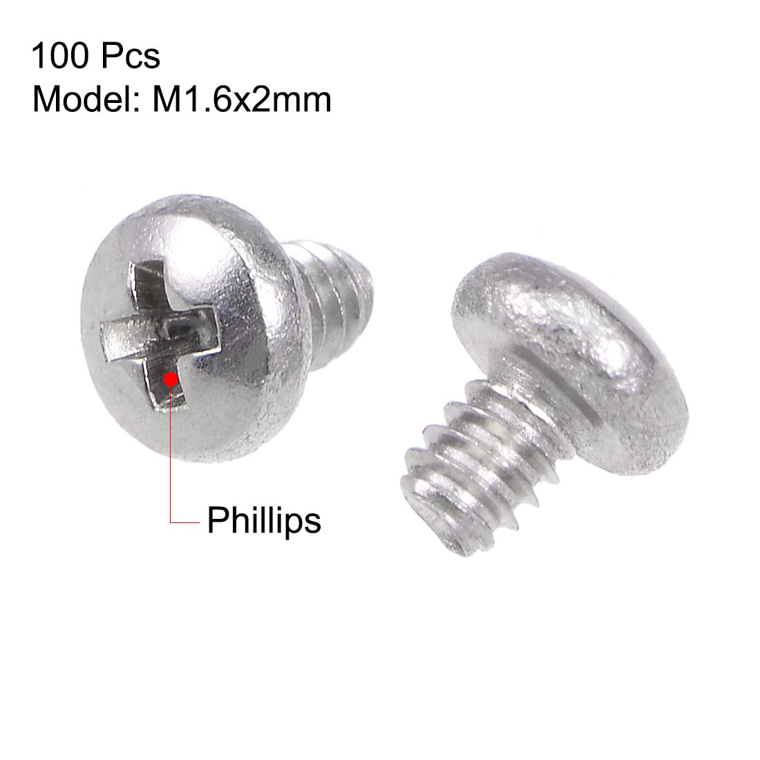 Harfington Machine Screws Pan Phillips Cross Head Screw 304 Stainless Steel Fasteners Bolts 100Pcs