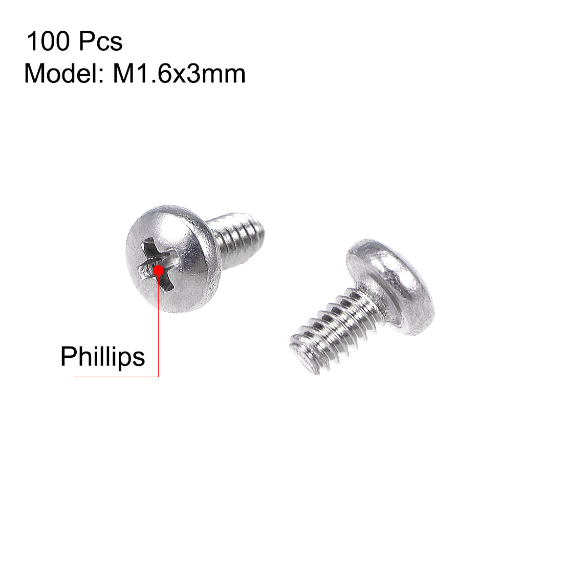 Harfington Machine Screws Pan Phillips Cross Head Screw 304 Stainless Steel Fasteners Bolts 100Pcs