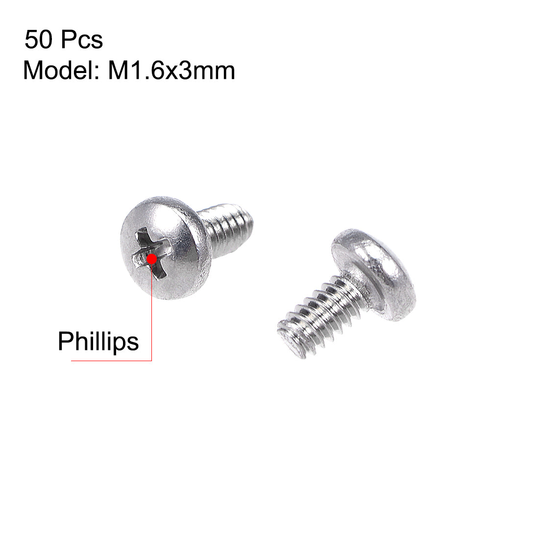 Harfington Machine Screws Pan Phillips Cross Head Screw 304 Stainless Steel Fasteners Bolts 50pcs
