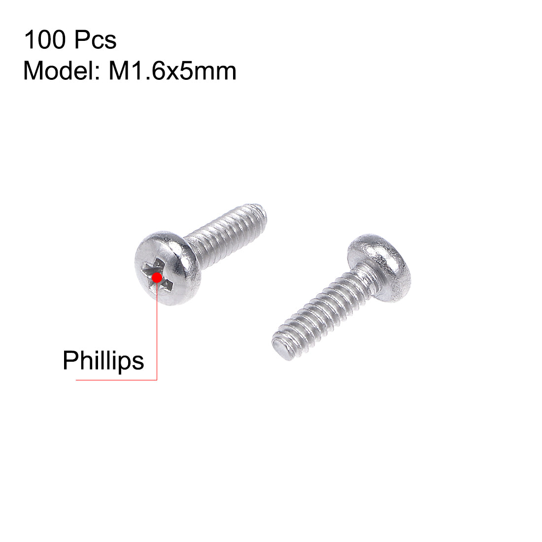 Harfington Machine Screws Pan Phillips Cross Head Screw 304 Stainless Steel Fasteners Bolts 100Pcs