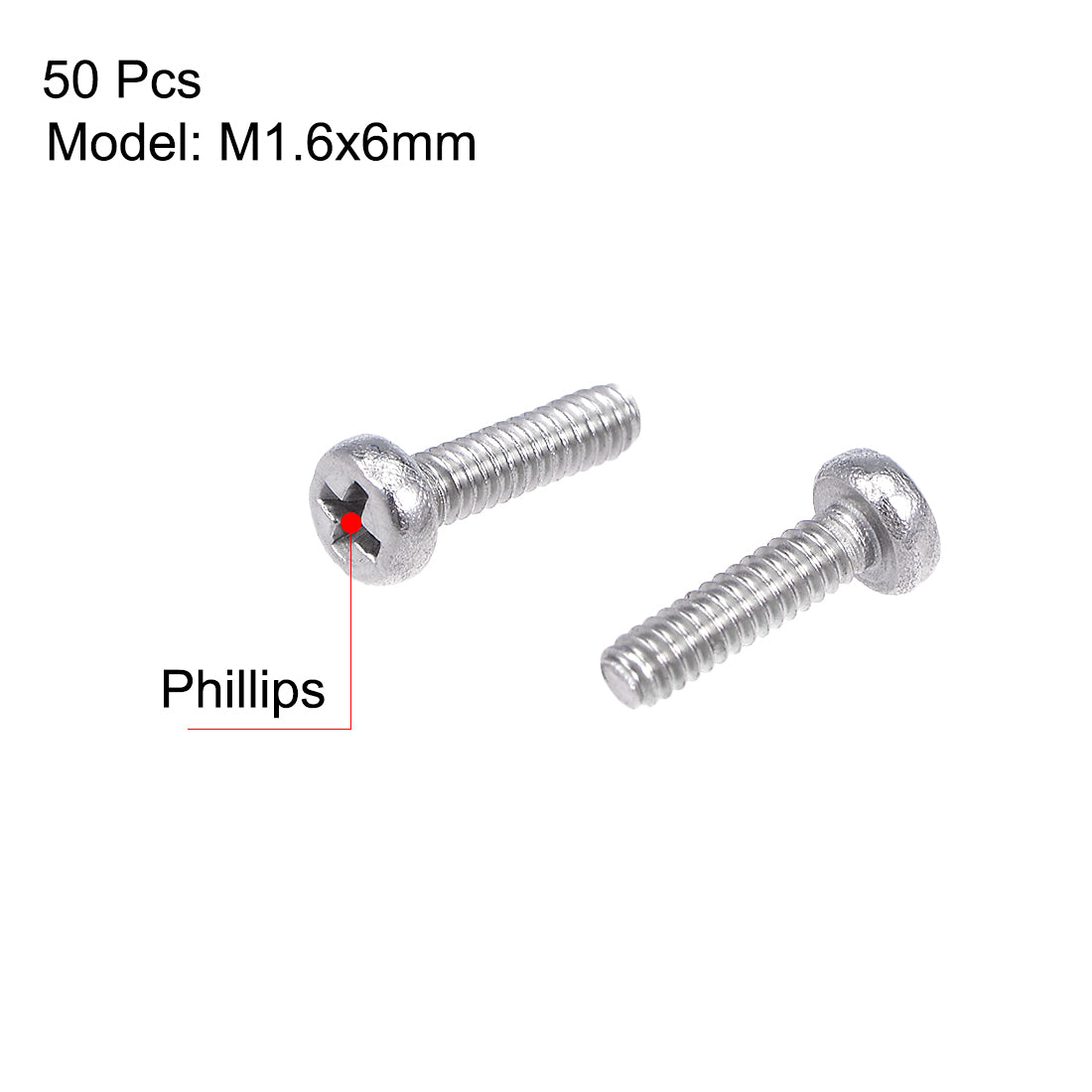 Harfington Machine Screws Pan Phillips Cross Head Screw 304 Stainless Steel Fasteners Bolts 50pcs