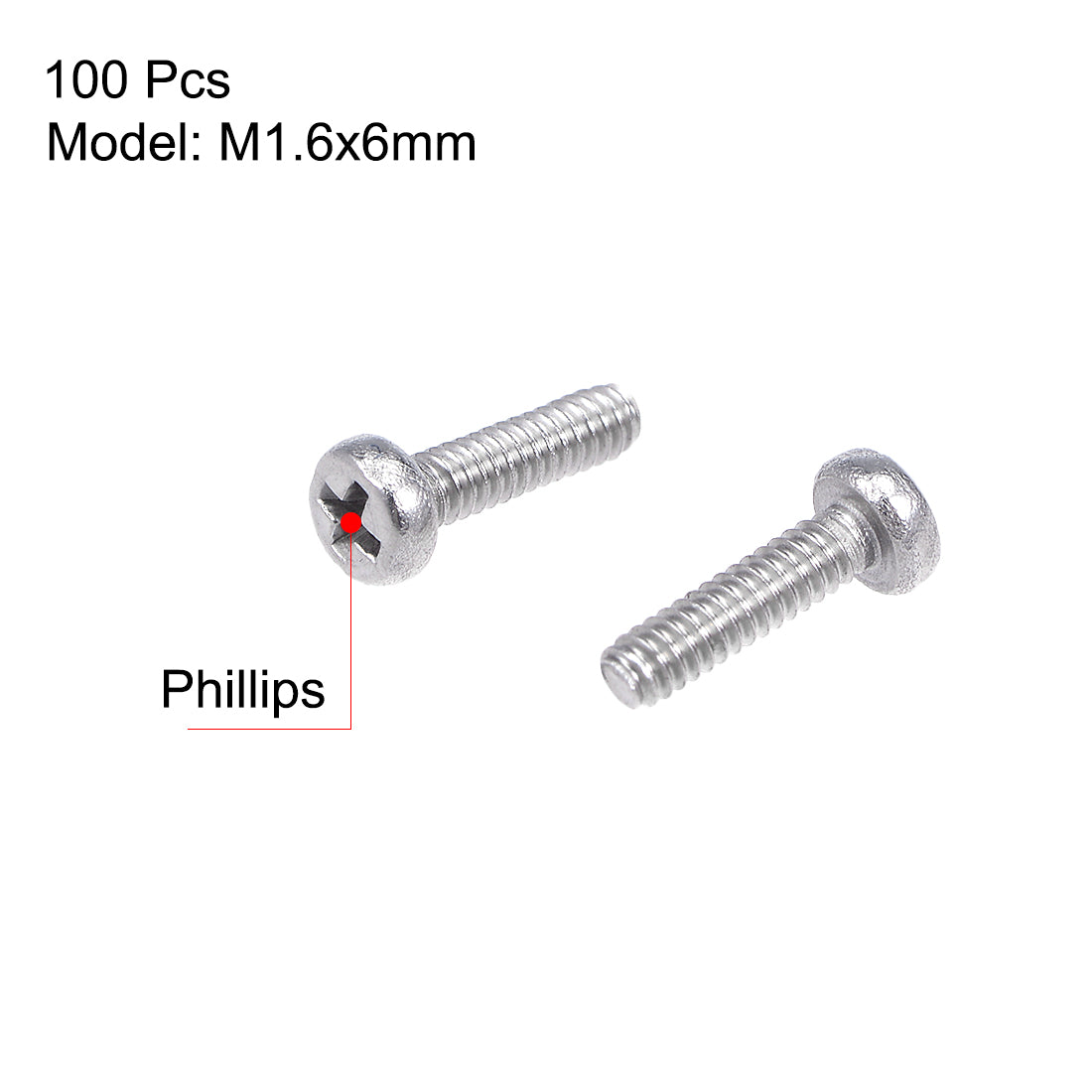 Harfington Machine Screws Pan Phillips Cross Head Screw 304 Stainless Steel Fasteners Bolts 100Pcs