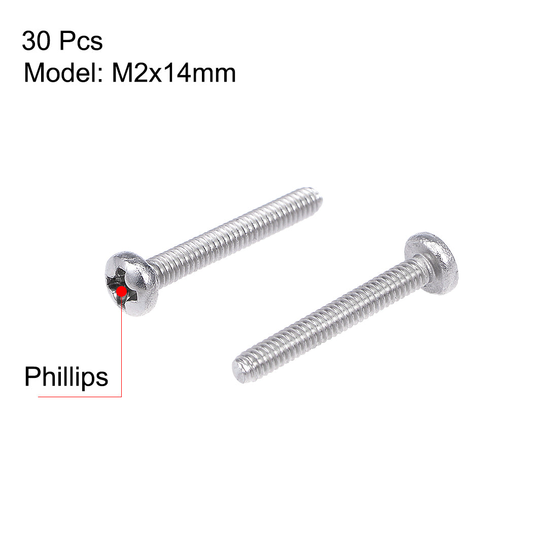 Harfington Machine Screws, Phillips Head Screw 304 Stainless Steel Fasteners Bolts 30Pcs