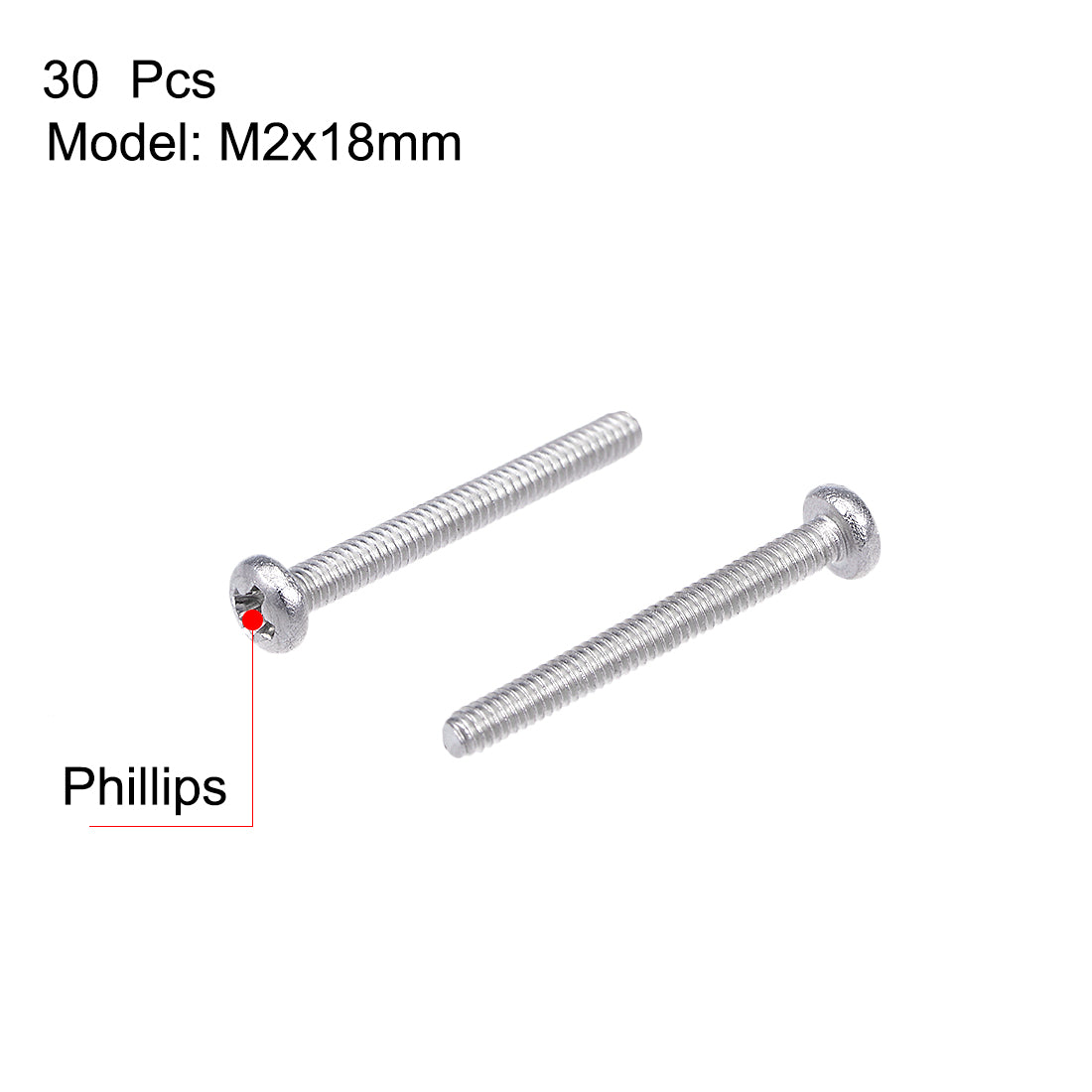 Harfington Machine Screws, Phillips Head Screw 304 Stainless Steel Fasteners Bolts 30Pcs