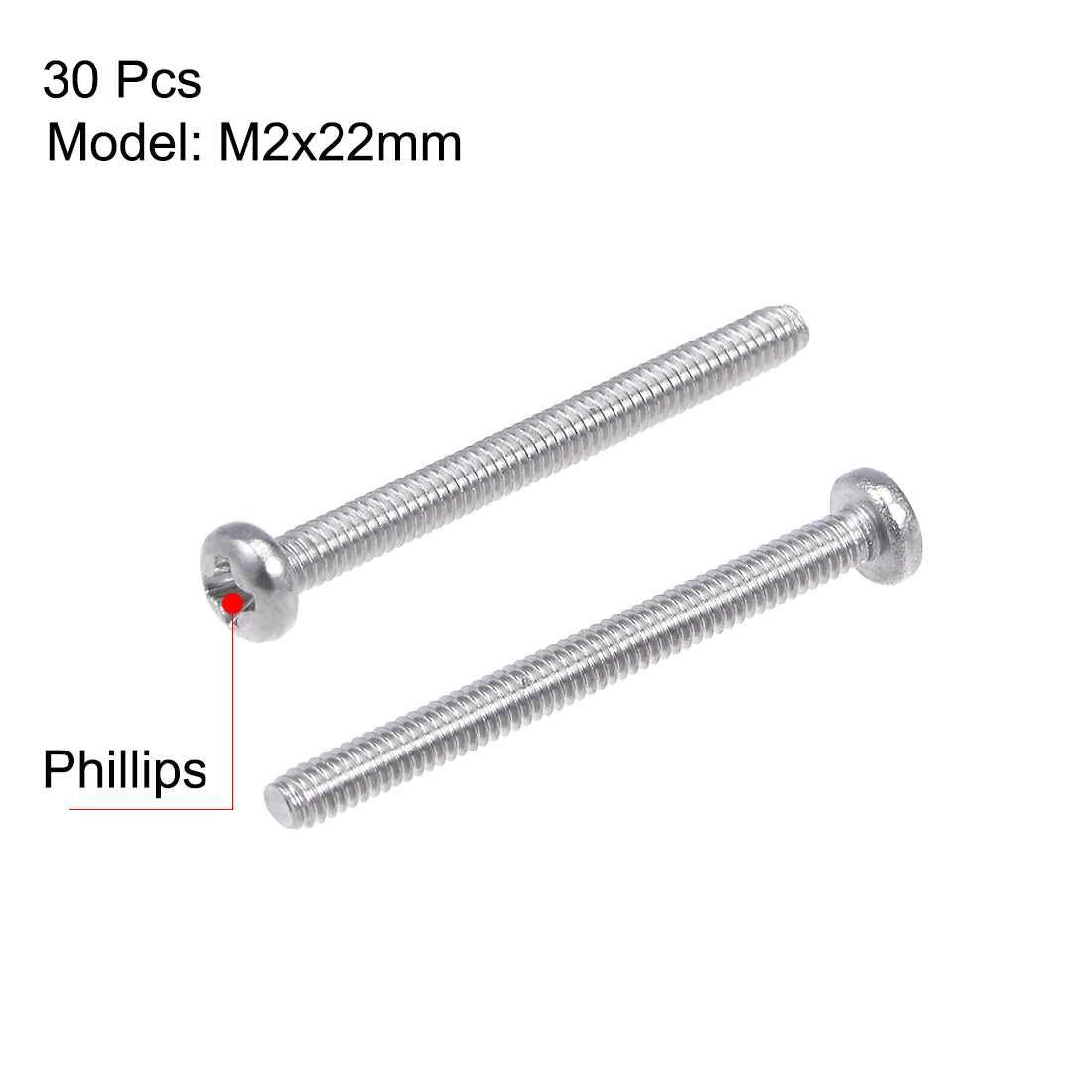 Harfington Machine Screws, Phillips Head Screw 304 Stainless Steel Fasteners Bolts 30Pcs