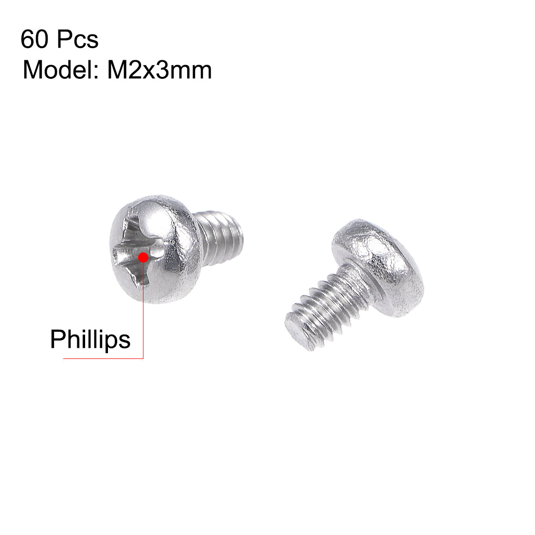 Harfington Machine Screws Pan Phillips Cross Head Screw Stainless Steel Fasteners Bolts, 60Pcs