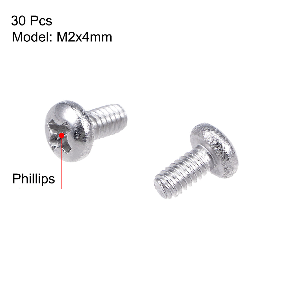 Harfington Machine Screws, Phillips Head Screw 304 Stainless Steel Fasteners Bolts 30Pcs