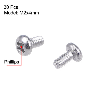 Harfington Machine Screws, Phillips Head Screw 304 Stainless Steel Fasteners Bolts 30Pcs